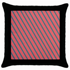 Living Coral Diagonal Stripes Throw Pillow Case (black) by LoolyElzayat