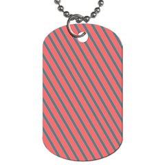 Living Coral Diagonal Stripes Dog Tag (one Side) by LoolyElzayat