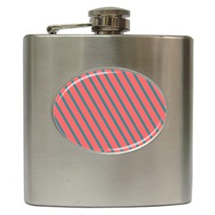 Living Coral Diagonal Stripes Hip Flask (6 Oz) by LoolyElzayat