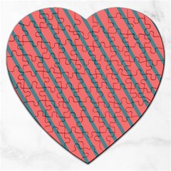 Living Coral Diagonal Stripes Jigsaw Puzzle (heart) by LoolyElzayat