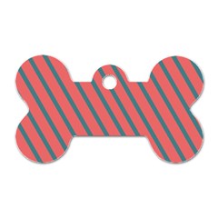 Living Coral Diagonal Stripes Dog Tag Bone (two Sides) by LoolyElzayat