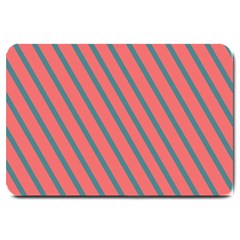 Living Coral Diagonal Stripes Large Doormat  by LoolyElzayat