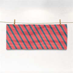 Living Coral Diagonal Stripes Hand Towel by LoolyElzayat