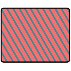 Living Coral Diagonal Stripes Fleece Blanket (medium)  by LoolyElzayat