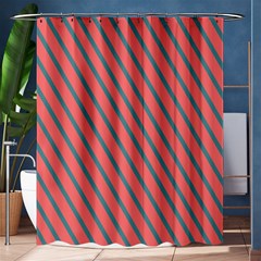 Living Coral Diagonal Stripes Shower Curtain 60  X 72  (medium)  by LoolyElzayat