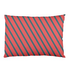 Living Coral Diagonal Stripes Pillow Case (two Sides) by LoolyElzayat