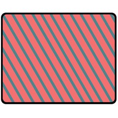 Living Coral Diagonal Stripes Double Sided Fleece Blanket (medium)  by LoolyElzayat