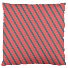 Living Coral Diagonal Stripes Large Flano Cushion Case (one Side) by LoolyElzayat