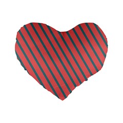 Living Coral Diagonal Stripes Standard 16  Premium Flano Heart Shape Cushions by LoolyElzayat