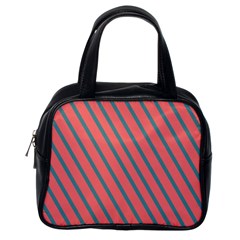 Living Coral Diagonal Stripes Classic Handbag (one Side) by LoolyElzayat