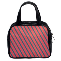 Living Coral Diagonal Stripes Classic Handbag (two Sides) by LoolyElzayat