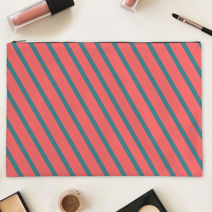 Living Coral Diagonal Stripes Cosmetic Bag (XXL)