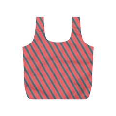 Living Coral Diagonal Stripes Full Print Recycle Bag (s) by LoolyElzayat