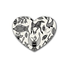 African Senufo Korhogo Tribal Ethnic Art  Heart Coaster (4 Pack)  by BluedarkArt