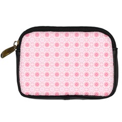 Traditional Patterns Pink Octagon Digital Camera Leather Case by Pakrebo