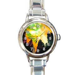 Forest Trees Nature Wood Green Round Italian Charm Watch