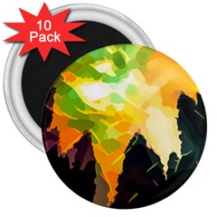 Forest Trees Nature Wood Green 3  Magnets (10 pack) 