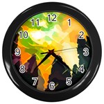 Forest Trees Nature Wood Green Wall Clock (Black) Front