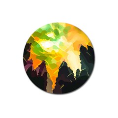 Forest Trees Nature Wood Green Magnet 3  (round) by Pakrebo