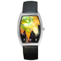 Forest Trees Nature Wood Green Barrel Style Metal Watch