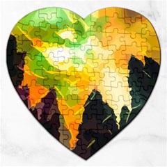 Forest Trees Nature Wood Green Jigsaw Puzzle (Heart)