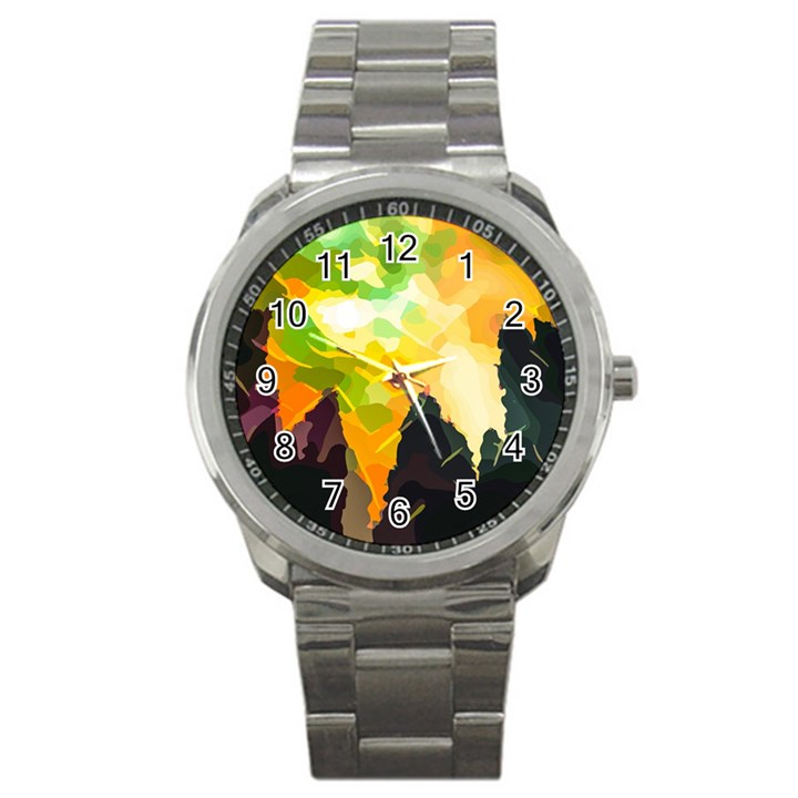 Forest Trees Nature Wood Green Sport Metal Watch