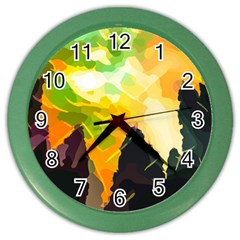 Forest Trees Nature Wood Green Color Wall Clock by Pakrebo