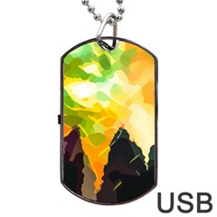 Forest Trees Nature Wood Green Dog Tag USB Flash (Two Sides)