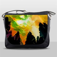 Forest Trees Nature Wood Green Messenger Bag by Pakrebo