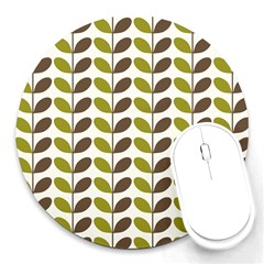 Leaf Plant Pattern Seamless Round Mousepads by Pakrebo