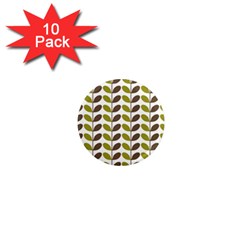 Leaf Plant Pattern Seamless 1  Mini Magnet (10 Pack)  by Pakrebo