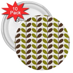 Leaf Plant Pattern Seamless 3  Buttons (10 Pack)  by Pakrebo