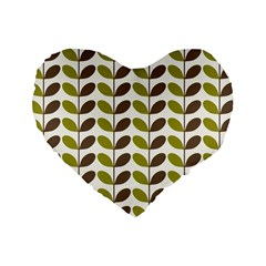 Leaf Plant Pattern Seamless Standard 16  Premium Heart Shape Cushions by Pakrebo