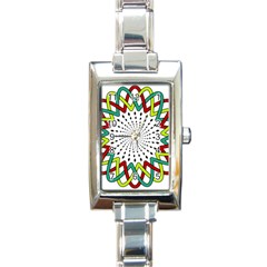 Round Star Colors Illusion Mandala Rectangle Italian Charm Watch by Mariart