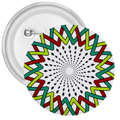 Round Star Colors Illusion Mandala 3  Buttons by Mariart