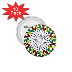 Round Star Colors Illusion Mandala 1 75  Buttons (10 Pack) by Mariart