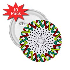 Round Star Colors Illusion Mandala 2 25  Buttons (10 Pack)  by Mariart