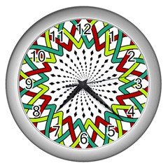 Round Star Colors Illusion Mandala Wall Clock (silver) by Mariart