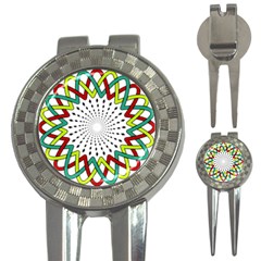 Round Star Colors Illusion Mandala 3-in-1 Golf Divots by Mariart