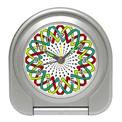 Round Star Colors Illusion Mandala Travel Alarm Clock by Mariart