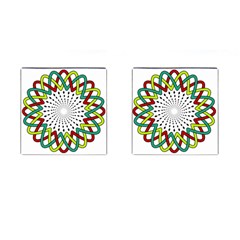 Round Star Colors Illusion Mandala Cufflinks (square) by Mariart