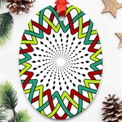 Round Star Colors Illusion Mandala Oval Ornament (two Sides)