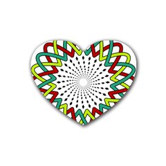 Round Star Colors Illusion Mandala Heart Coaster (4 Pack)  by Mariart