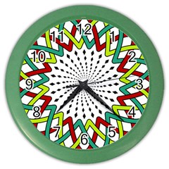 Round Star Colors Illusion Mandala Color Wall Clock by Mariart