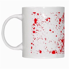 Red And White Splatter Abstract Print White Mugs