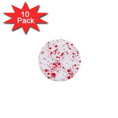 Red And White Splatter Abstract Print 1  Mini Buttons (10 Pack)  by dflcprintsclothing