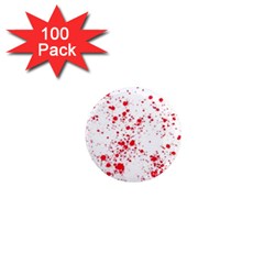 Red And White Splatter Abstract Print 1  Mini Magnets (100 Pack)  by dflcprintsclothing