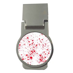 Red And White Splatter Abstract Print Money Clips (round)  by dflcprintsclothing