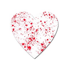 Red And White Splatter Abstract Print Heart Magnet by dflcprintsclothing