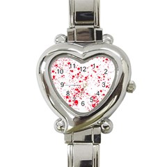 Red And White Splatter Abstract Print Heart Italian Charm Watch by dflcprintsclothing